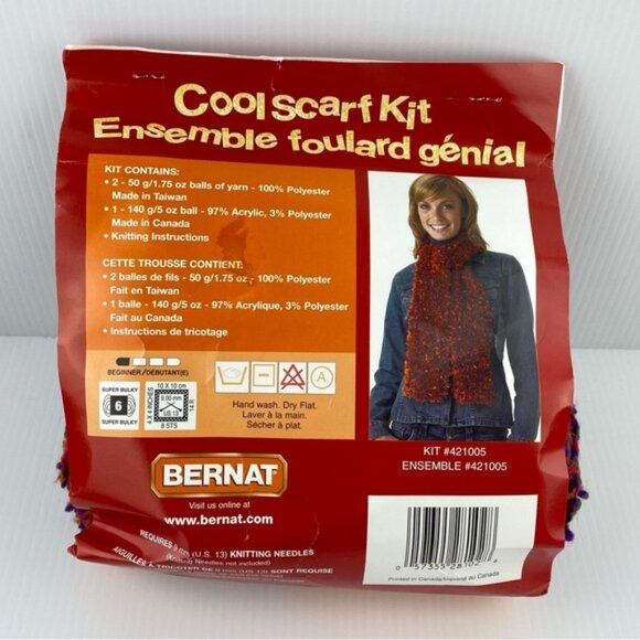 Bernat Cool Scarf Kit for Red Knit Scarf NEW - Picture 3 of 9